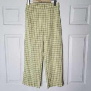 VINTAGE STYLE CLUELESS PREPPY BUTTER YELLOW PLAID TROUSERS SIZE SMALL